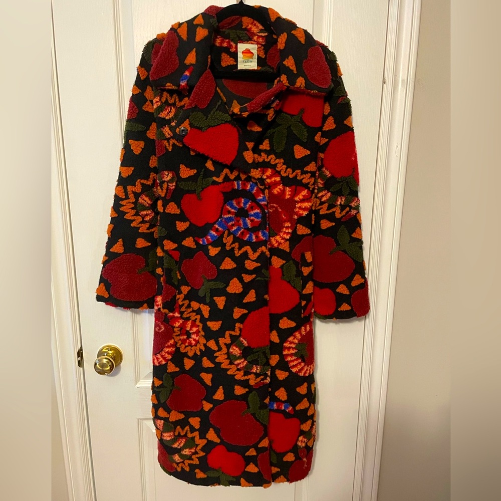 Farm Rio Fleece Jacket XS with pockets and belt. Teddy Fleece